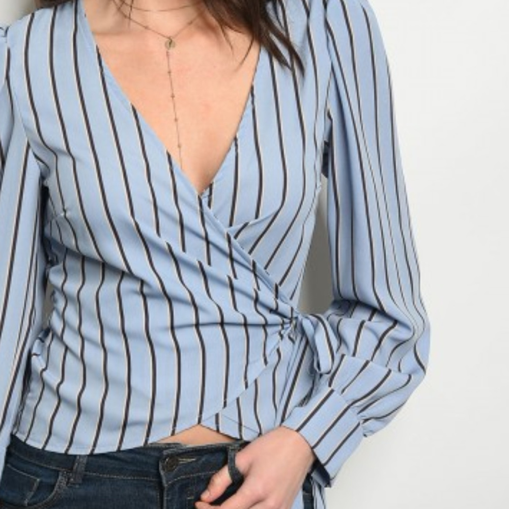 BLUE NAVY STRIPES WRAP TOP @LAST TWO